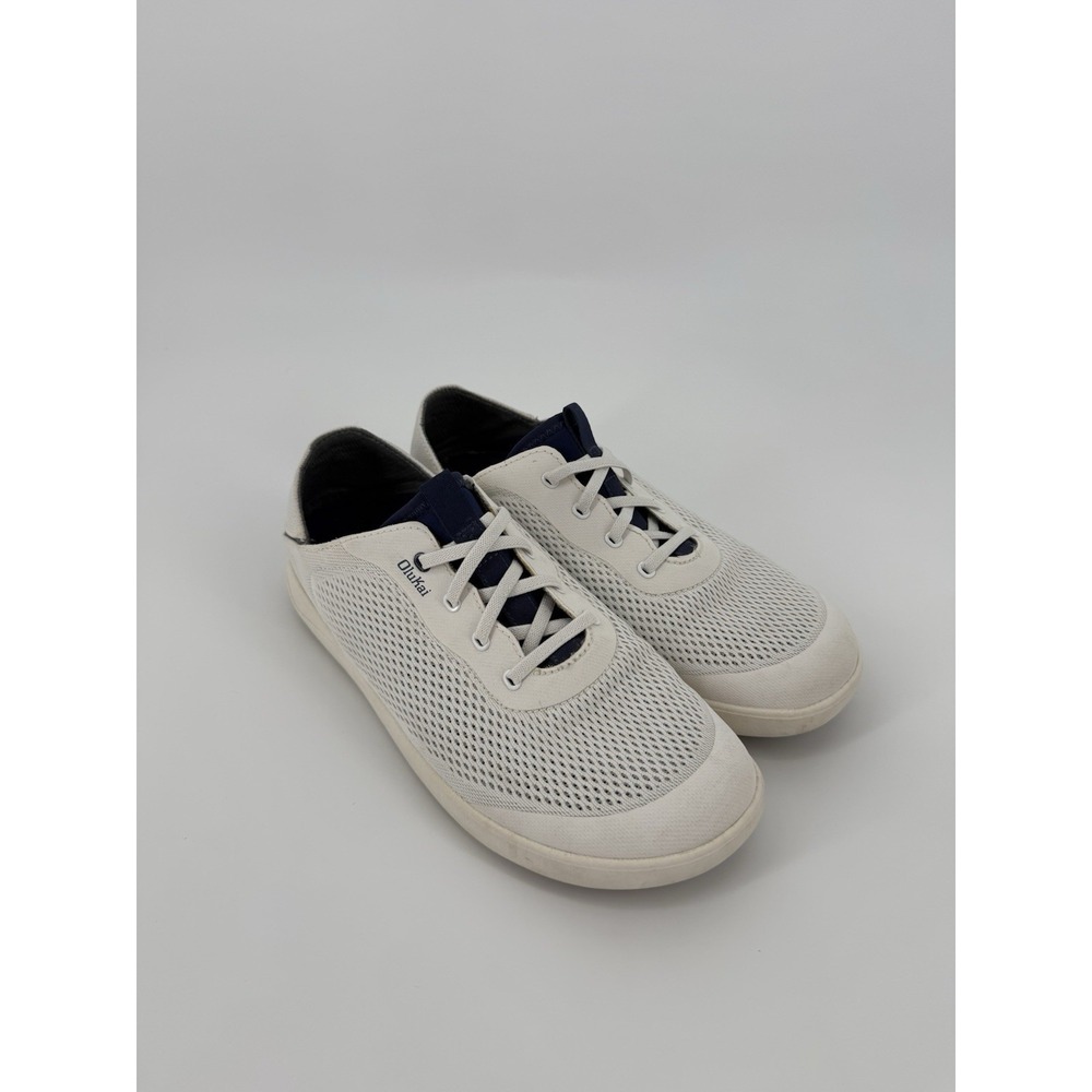 Olukai Moku Pae 10472-WBHF Mens US 9.5 Boat Shoes Bright White Pacifica Sneakers